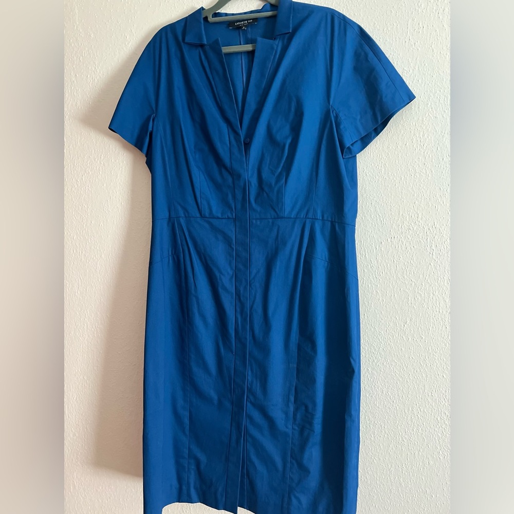 Lafayette 148 Bright Blue Cap-Sleeve Sheath Dress (12)